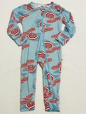 Basically Soho Amalfi Coast Bamboo Zippy Pajamas 12-18m Beach Umbrellas Blue Red
